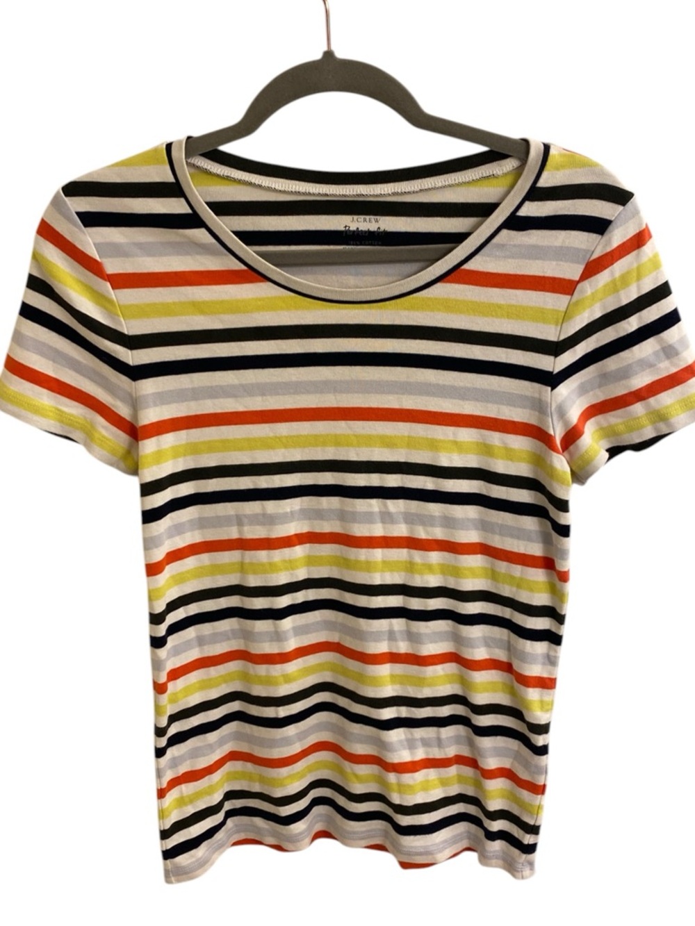 J. CREW THE PERFECT TEE STRIPED RETRO VINTAGE LOOK T-SHIRT SIZE LARGE Y2K STRIPE
